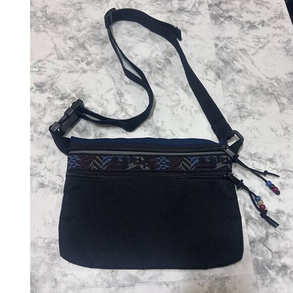 Bohemian Hippie Fanny Pak Belt Bag Black Blue 9.5"x7" Artsy Granola Girl Outdoor - Picture 1 of 5